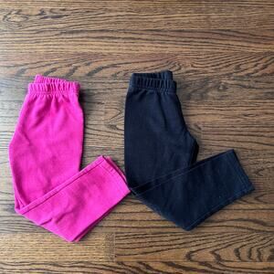 Carter's Girl's Black and Pink Sparkle Fleece Lined Sweatpant Leggings - 4T